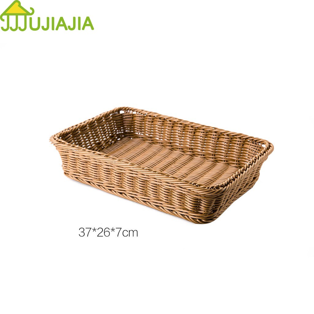 Rổ đựng đồ JUJIAJIA bằng nhựa giả mây đan hình chữ nhật đa năng cho gia đình