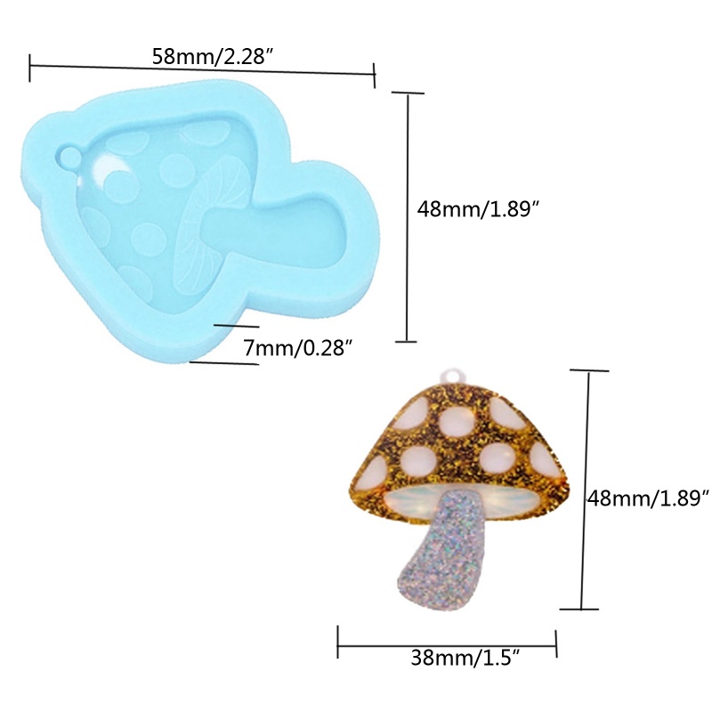 QQ Khuôn Silicone Làm Móc Khóa Resin Epoxy UV Hình Nấm Handmade