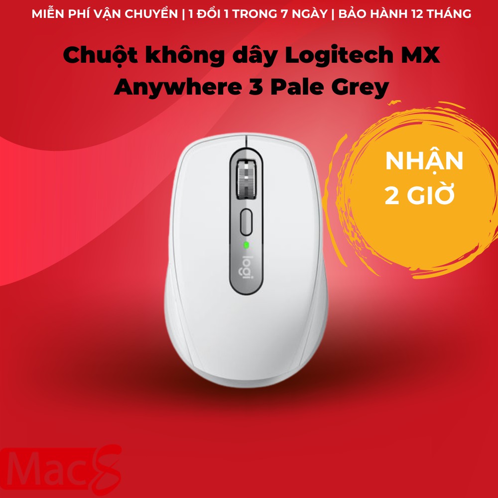 Chuột không dây Logitech MX Anywhere 3 Pale Grey (Trắng ngọc) Bluetooth chính hãng