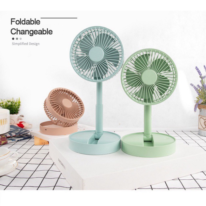 Quạt gấp gọn mini tích điện nhỏ ngọn dễ mang đi mọi nơi  3 tốc độ gió làm mát, cổng USB