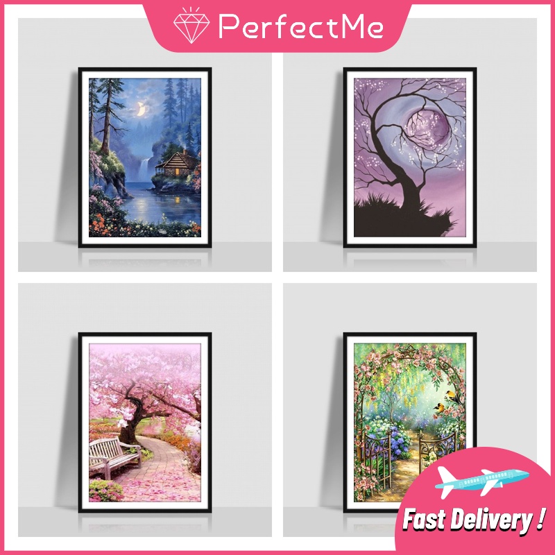 Bộ tranh đính đá 5D họa tiết phong cảnh độc đáo DIY dùng trang trí nhà cửa