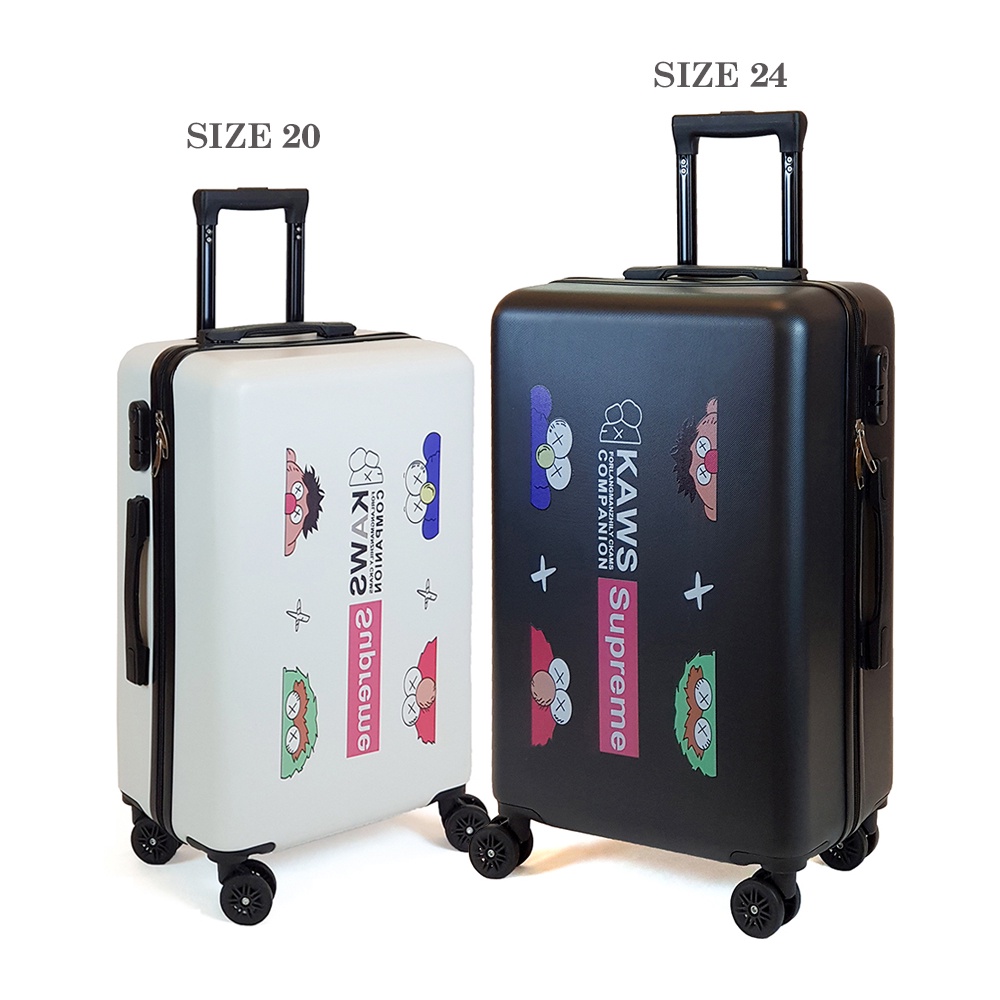 Vali Nhựa Du Lịch Tay Kéo In Hình Thời Trang 2 Màu Trắng Đen Chất Liệu PC+ABS Cao Cấp Đủ Size 20-24-28 inch