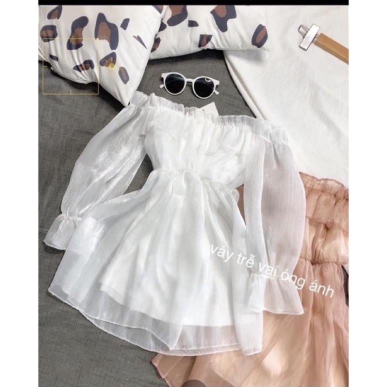 [Xả Kho] Áo Babydoll Trễ Vai Ngực Bèo Nhún Bèo-Áo Sơ Mi Kiểu 2 Lớp Chất Voan Lụa( Có Sẵn, Ảnh Thật)