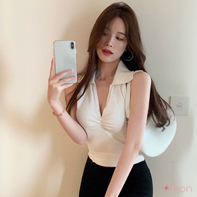 Áo Dệt Kim Cổ Chữ V Xếp Ly Quyến Rũ Thời Trang Cho Nữ