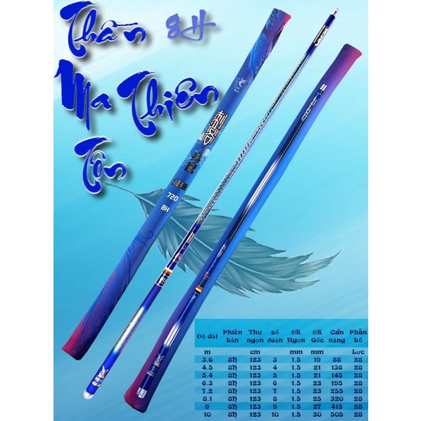 Cần câu tay Thần Ma Thiên Tôn 8H siêu bạo lực tặng kèm nhẫn và ngọn zin