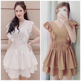 Đầm tầng tay cánh tiên 2 màu
