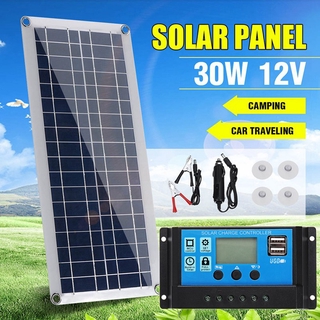 Tấm Sạc Pin Năng Lượng Mặt Trời Cổng USB Kép 30W 12V + Bộ Điều Khiển 40A