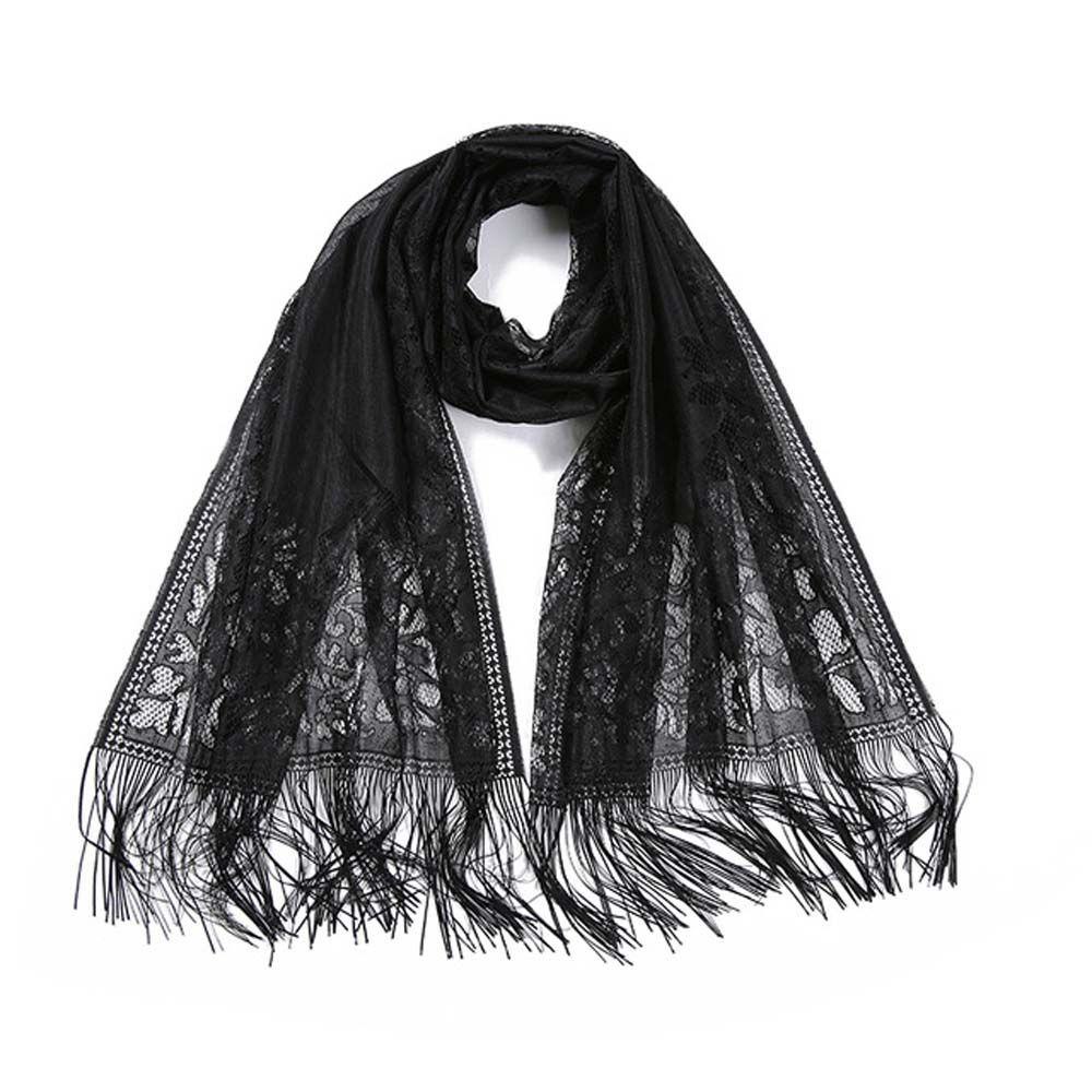 Khăn Choàng Cổ Phối Ren Tua Rua Thời Trang Dành Cho Nữ WMES15H