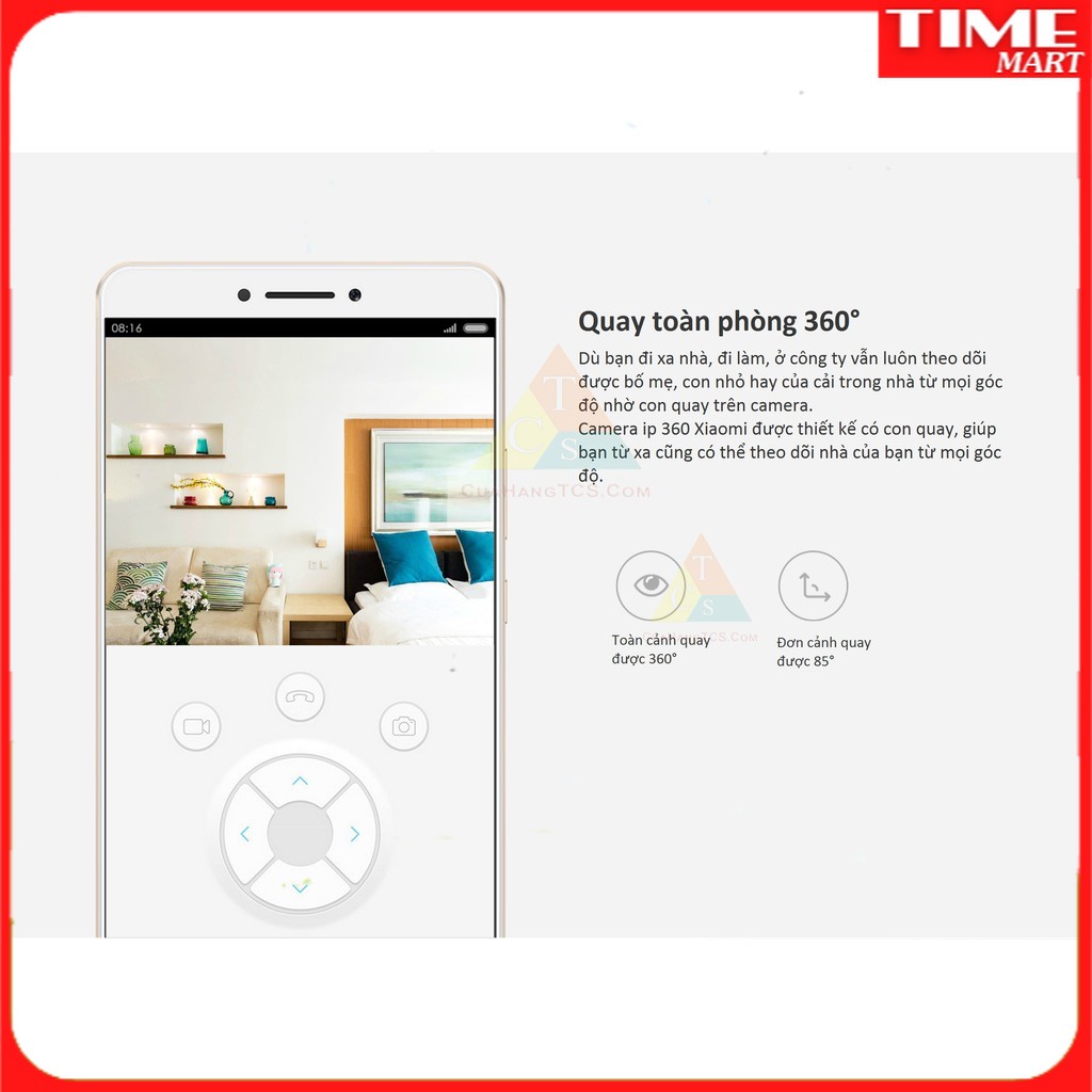 Camera ip giám sát Xiaomi Mijia xoay 360 độ bản nâng cấp JTSXJ01cm [TIME_MART siêu thị tiện ích gia đình]