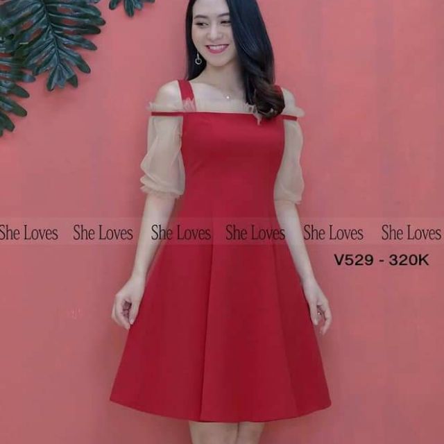 Đầm trể vai lụa big size