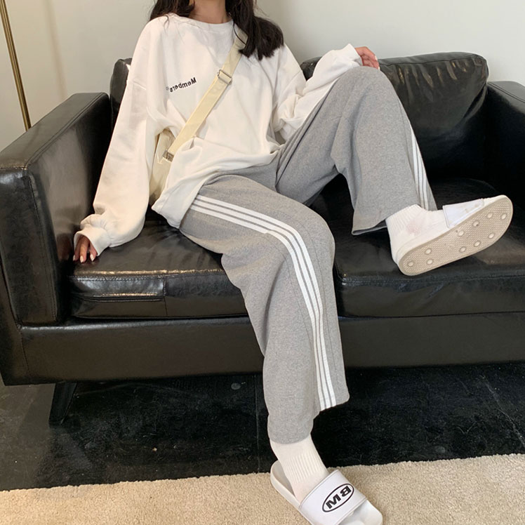 Xiaozhainv Quần Thể Thao Nữ Lưng Cao Dáng Rộng Phong Cách Hàn Quốc