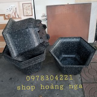 chậu trồng cây lục giác LG/460-320(đen giả đá)