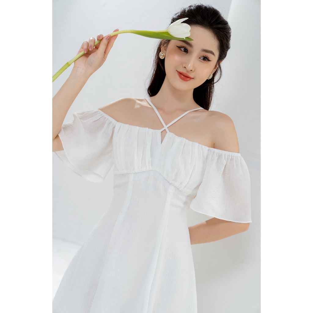 Váy cổ yếm nhún ngực tay xoè TIINSTORE VHN623