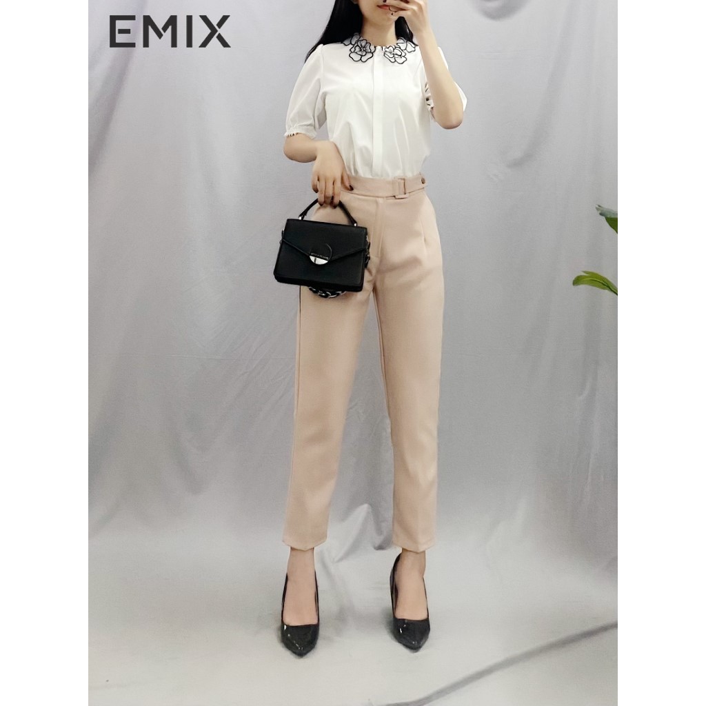 Quần tây nữ công sở baggy kèm đai EMIX (2 màu), dáng dài, form rộng, cạp cao, đai vuông, vải tuyết mưa, mềm mịn 028