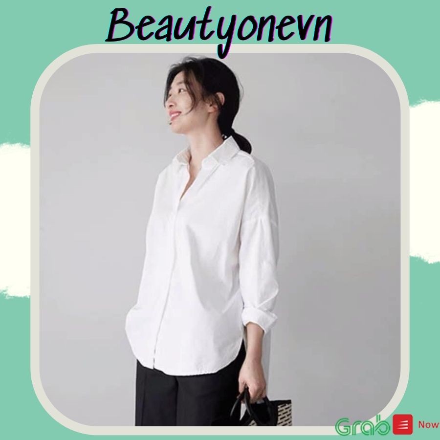 Áo sơ mi nữ dài tay TRƠN Basic Unisex Dáng Rộng Trắng và Đen Kiểu áo sơ mi nữ tay dài form rộng suông beautyonevn | BigBuy360 - bigbuy360.vn