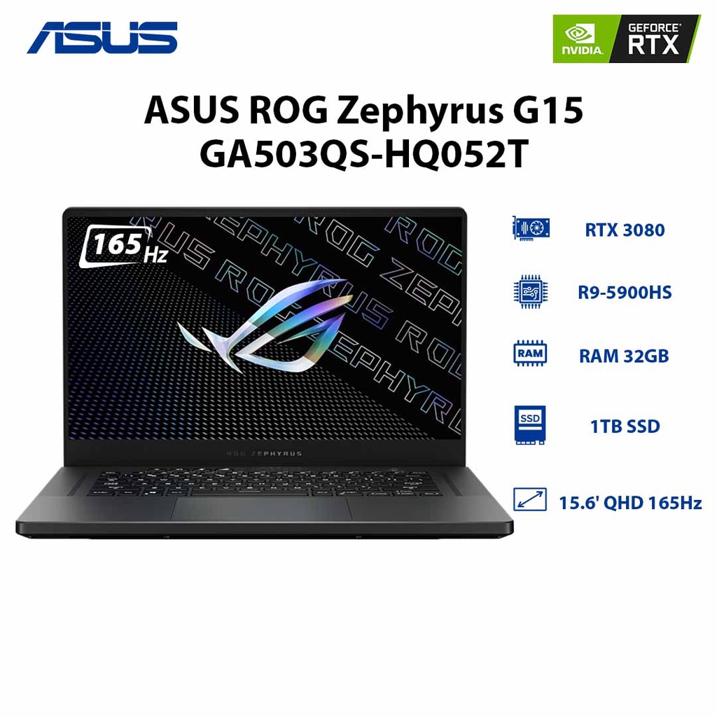 Laptop ASUS ROG Zephyrus G15 GA503QS-HQ052T (R9-5900HS | 32GB | 1TB | GeForce RTX™ 3080 8GB | 15.6' QHD 165Hz | Win 10)