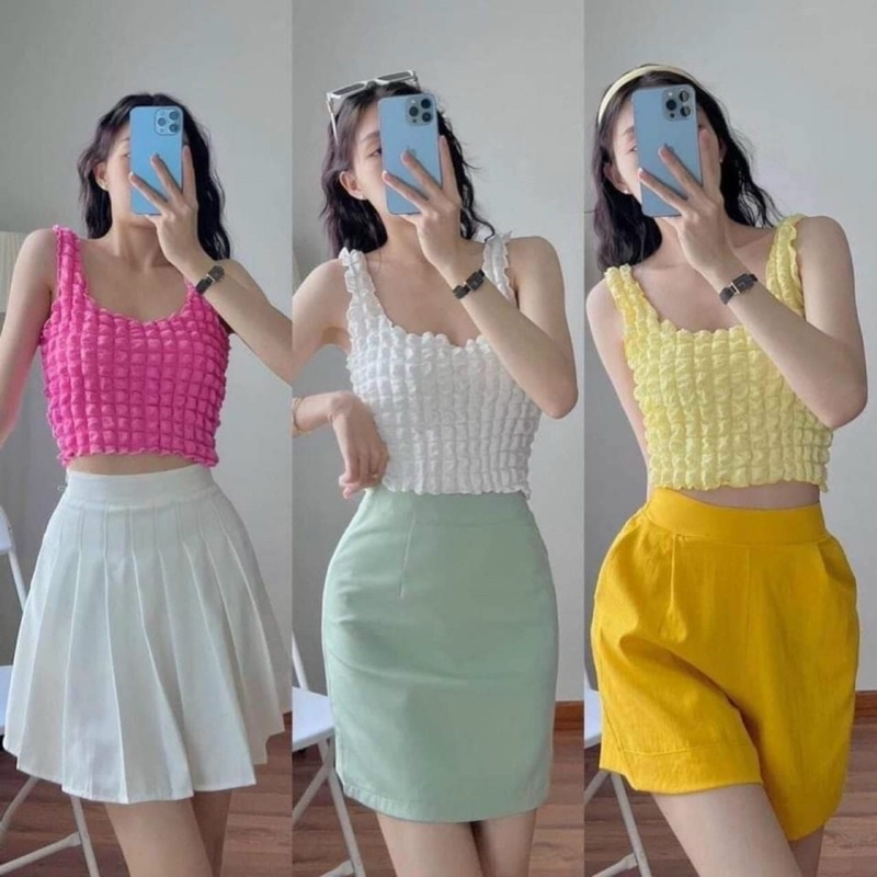Áo sát nách croptop vải xốp - Z7U035
