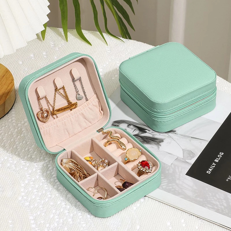 Hộp Đựng Trang Sức Có Khóa Kéo 10 Màu Kiểu Dáng Đơn Giản