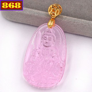 Mặt dây chuyền phật văn thù bồ tát pha lê hồng 3.6 cm mbphb3
