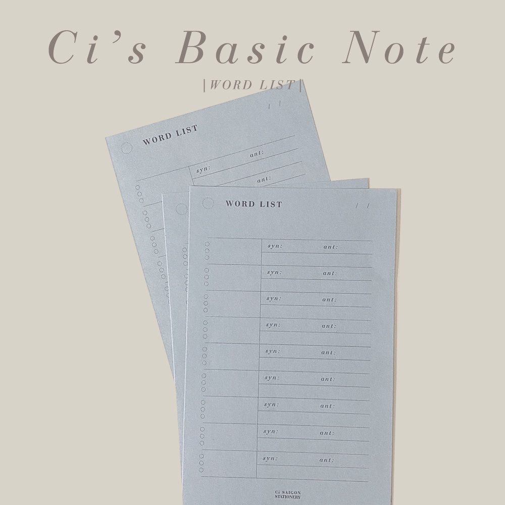 Ci's Basic Note - Word List (Giấy ghi chú cơ bản)