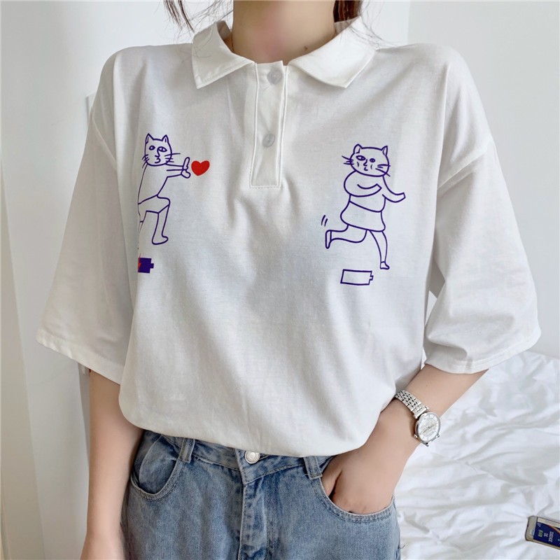 Áo Polo nữ ngắn tay phong cách Nhật Bản