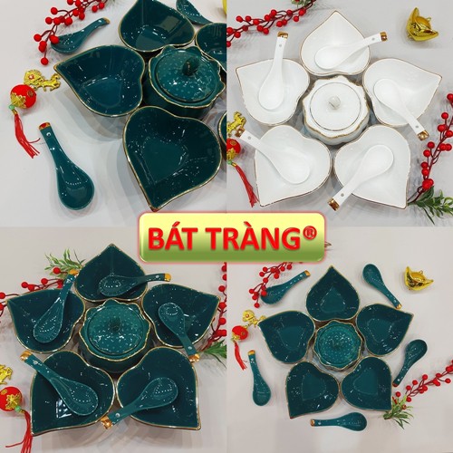 SET KHAY BÁT SỨ ĂN CHÈ ĐẸP BÁT ĐĨA ĐỰNG SÚP MÓN TRÁNG MIỆNG VIỀN VÀNG