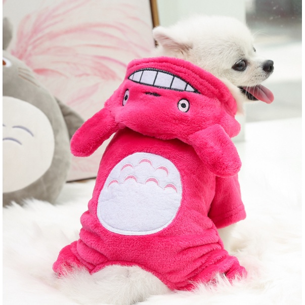 Áo Hoodie nhung cho thú cưng giữ ấm mùa đông đáng yêu, áo nỉ nhung có mũ totoro cho chó mèo