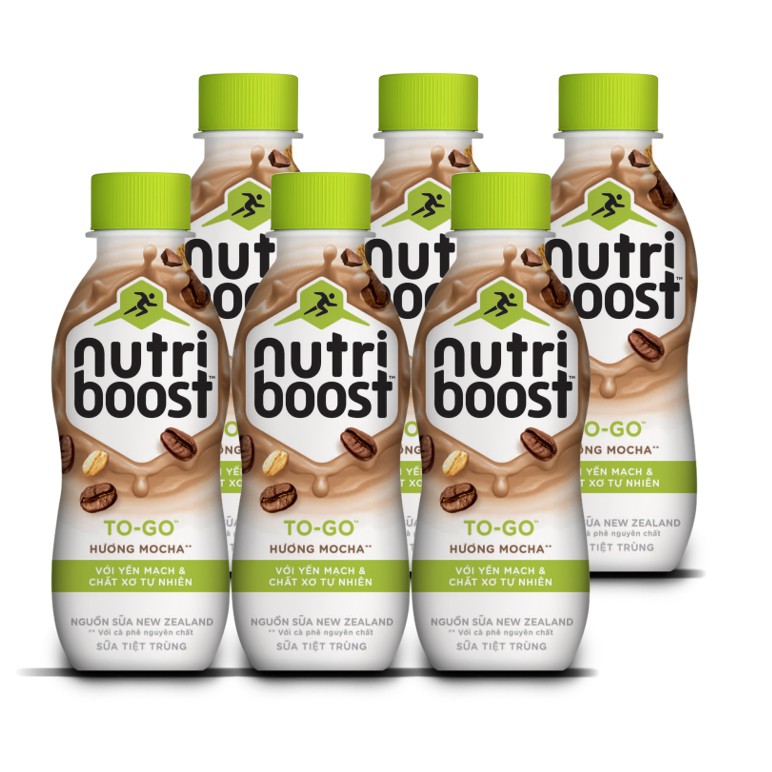 Lốc 6 chai Sữa tiệt trùng Nutriboost To-Go - Hương Mocha 220ml/chai