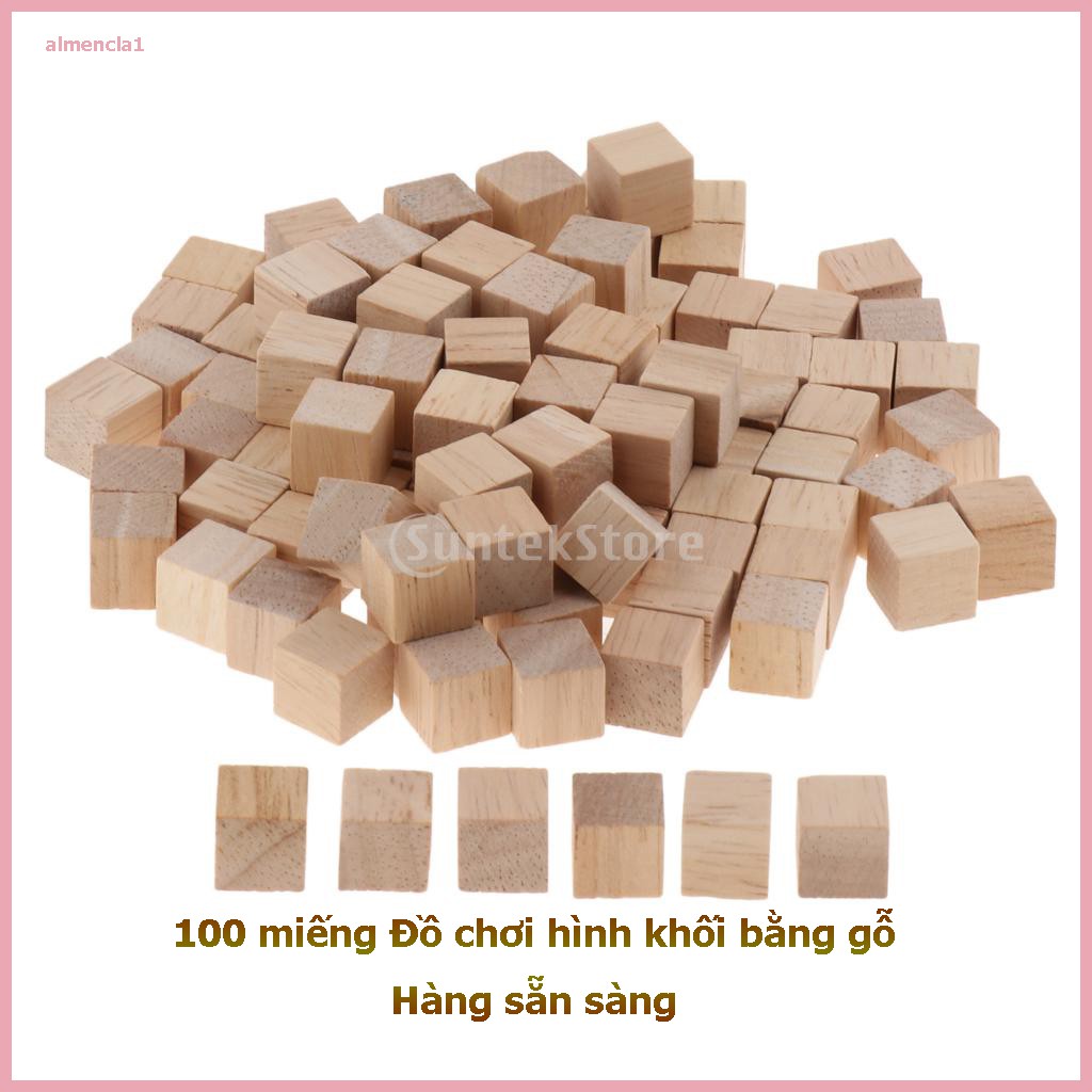 【Hàng sẵn sàng】Bộ 100 khối lập phương bằng gỗ tự nhiên làm đồ thủ công