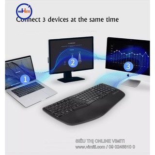 Bàn phím không dây điều khiển 3 thiết bị, thiết kế công thái học Ergonomic G902 Delux, hàng chính hãng, giá siêu rẻ