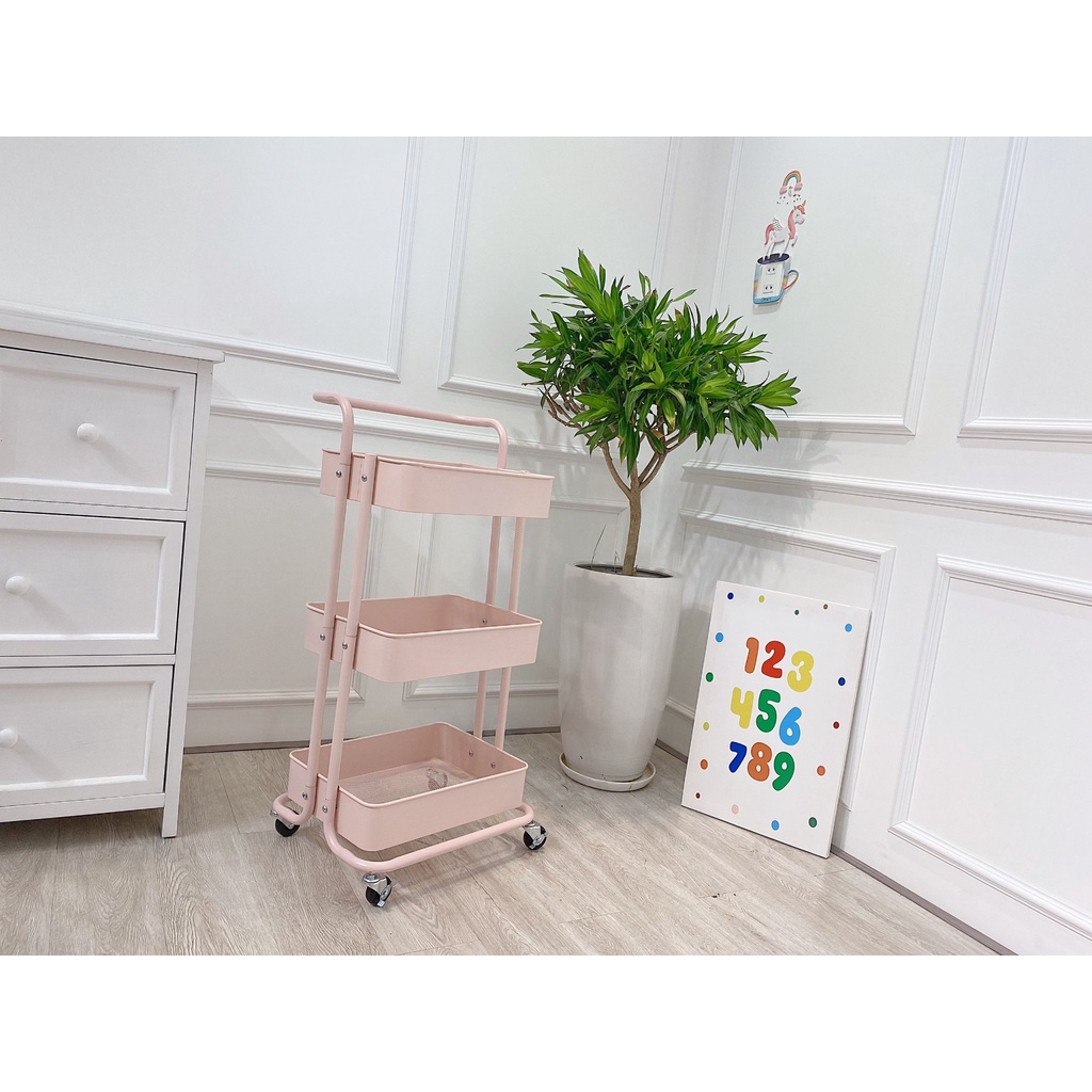 | Chất liệu siêu đẹp khay sắt | Kệ sắt đựng đồ cho bé có bánh xe sơn tĩnh điện lắp ráp PrimoBaby - Full sắt thép a-z