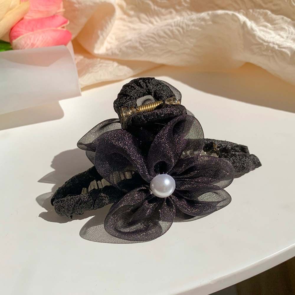 Kẹp Tóc Càng Cua Cỡ Lớn Phối Ren Hoa Nhiều Màu Phong Cách Hàn Quốc Thanh Lịch Cho Nữ