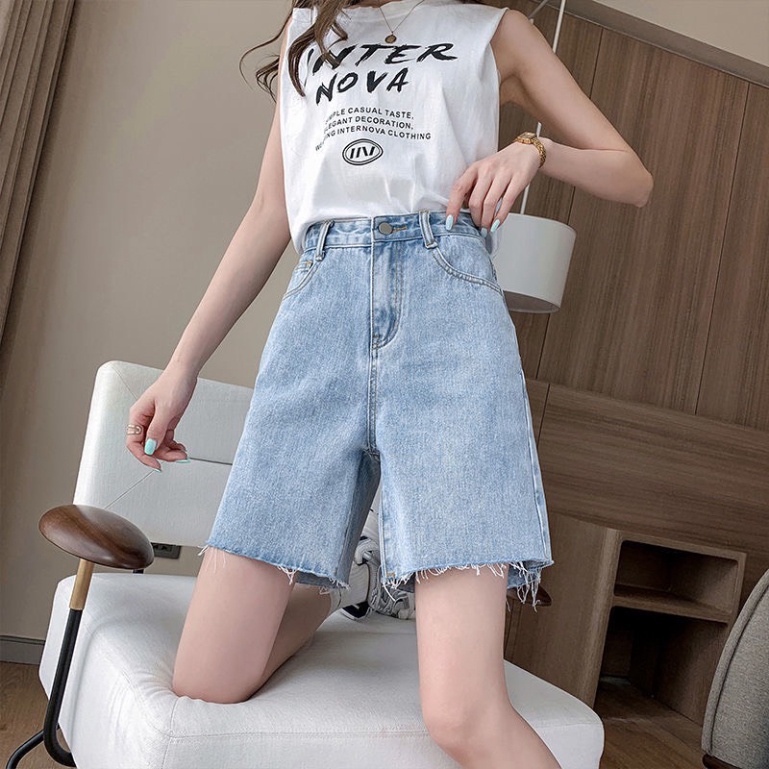 Quần jean ngắn nữ ống rộng, quần short bò quảng châu ulzzang chất vải mềm mại | BigBuy360 - bigbuy360.vn