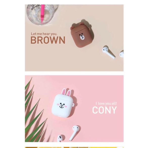 Ốp bảo vệ tai nghe airpods2 silicone Linefriends