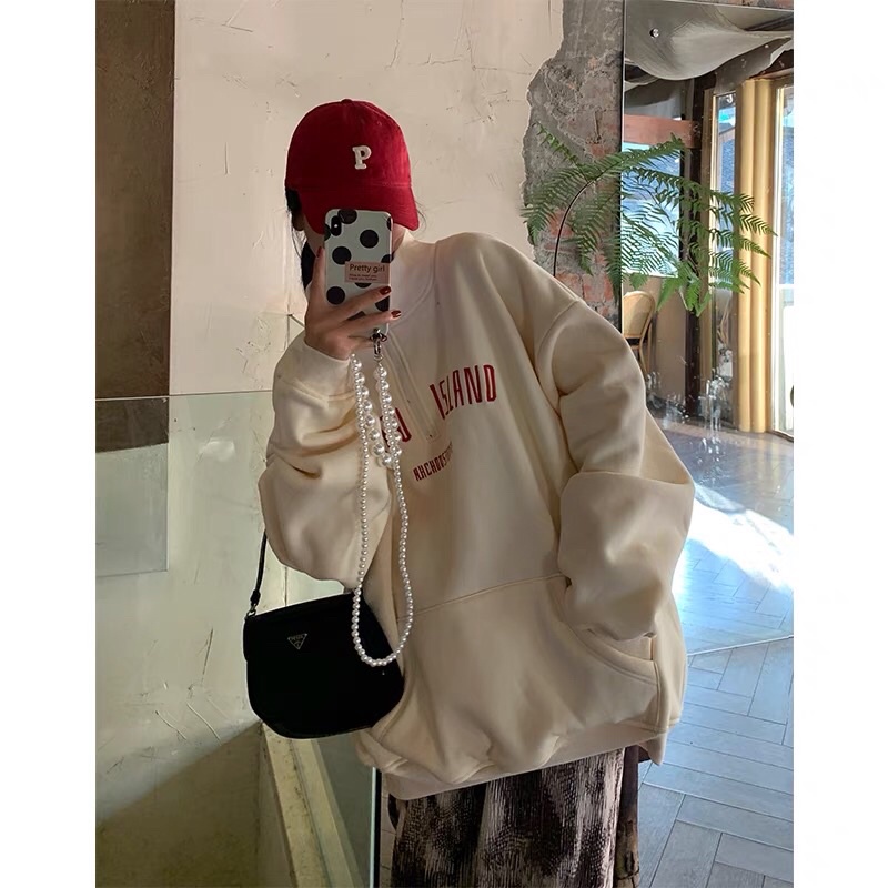 ÁO SWEATER ZIP/POLO TAY DÀI KHOÁ KÉO FORM RỘNG UNISEX ULZZANG STYLE HÀN QUỐC BASIC (order) | BigBuy360 - bigbuy360.vn