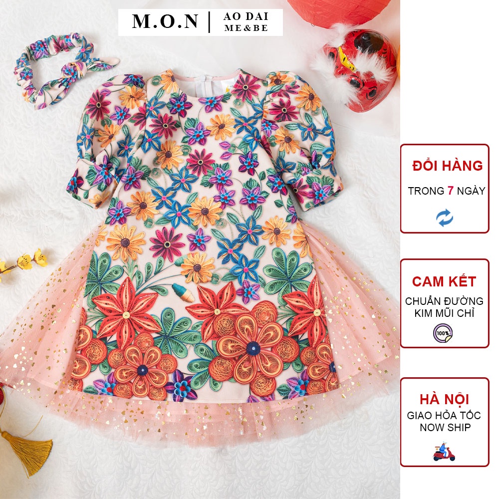 Áo Dài Bé Gái Cách Tân Xuân Vũ Tay Bồng Cách Điệu