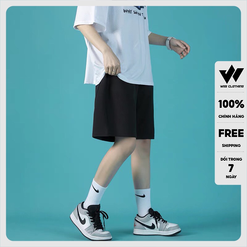 Quần short thun nam ống rộng WIIS unisex Trơn quần đùi lửng thời trang nam nữ ulzzang