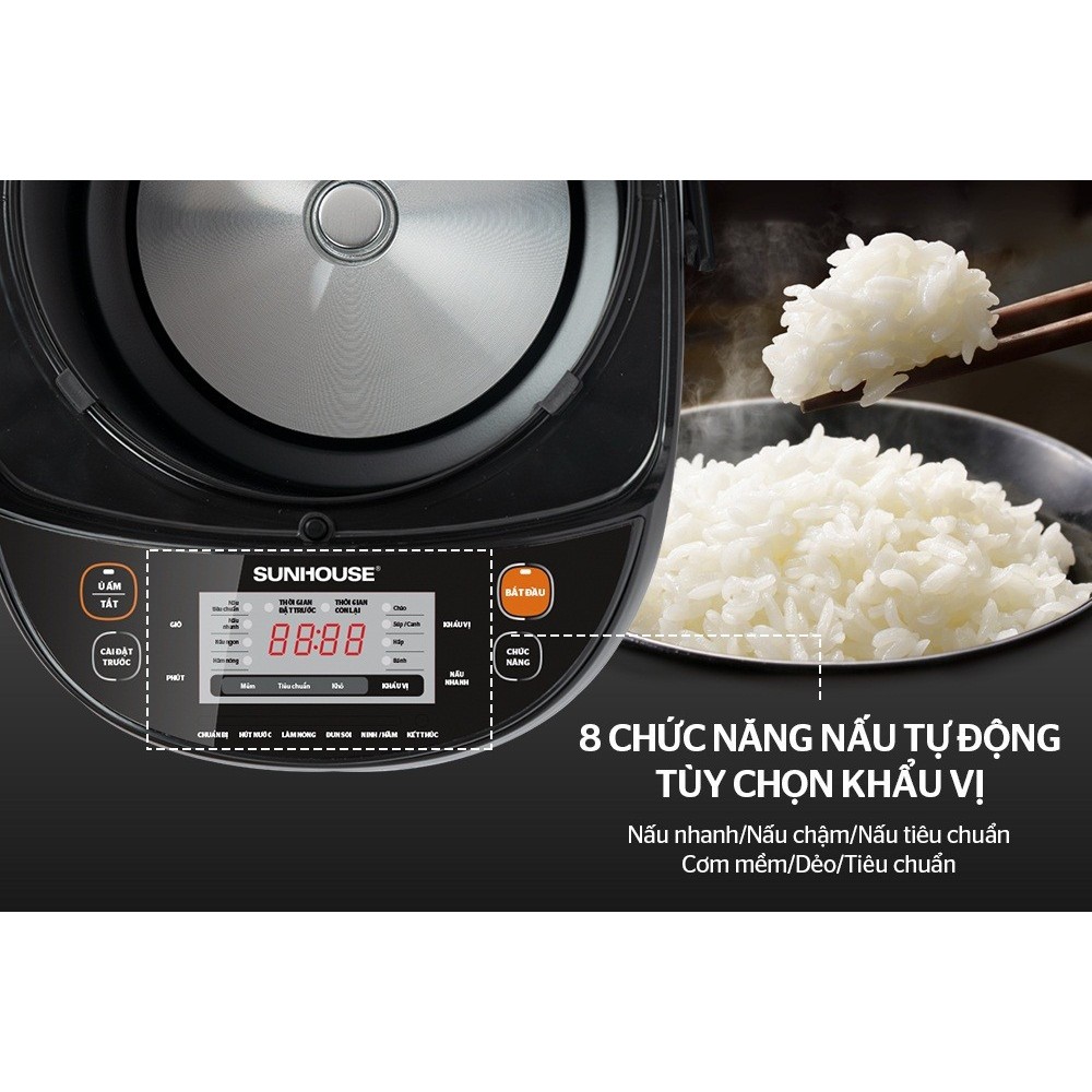 Nồi cơm điện tử 1.8 lít sunhouse shd8907b | Sử dụng cho 6 người ăn | BigBuy360 - bigbuy360.vn
