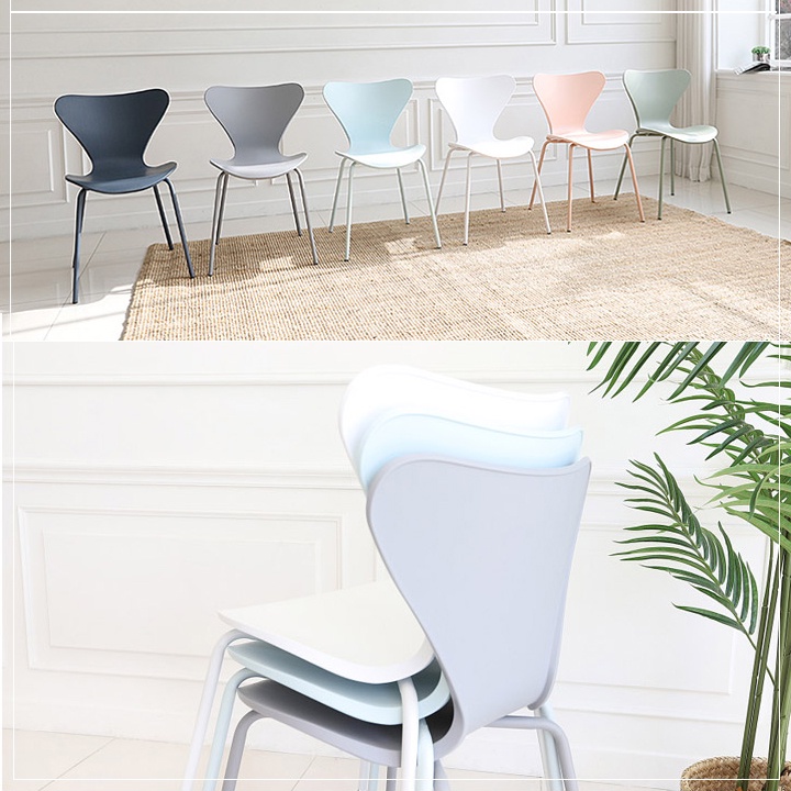 Ghế nhựa cánh bướm chân sắt độc đáo decor quán coffee - Ghế ăn gia đình, ngồi cafe, bàn học, bàn trang điểm đẹp