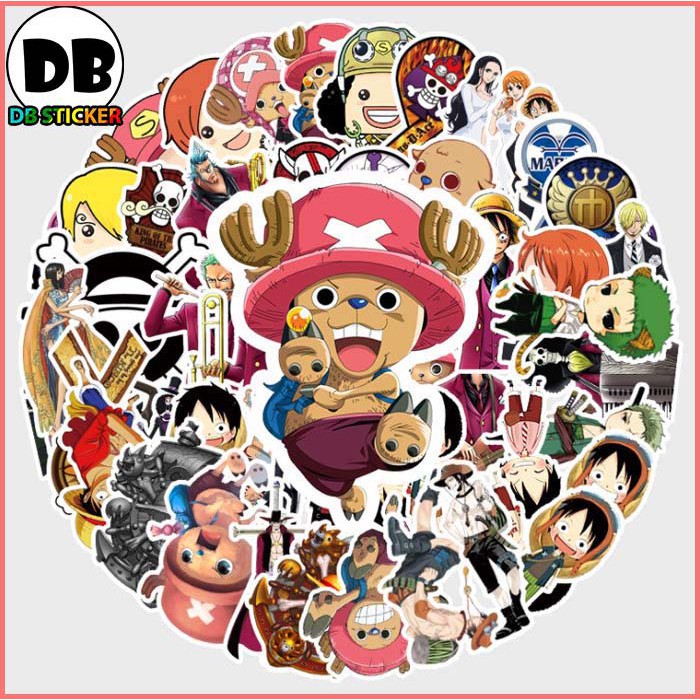 [Set 56 Cái] Bộ Sticker chủ đề One Piece dễ thương dán trang trí laptop, nón bảo hiểm, vali, xe ga, ván trượt - DB.033