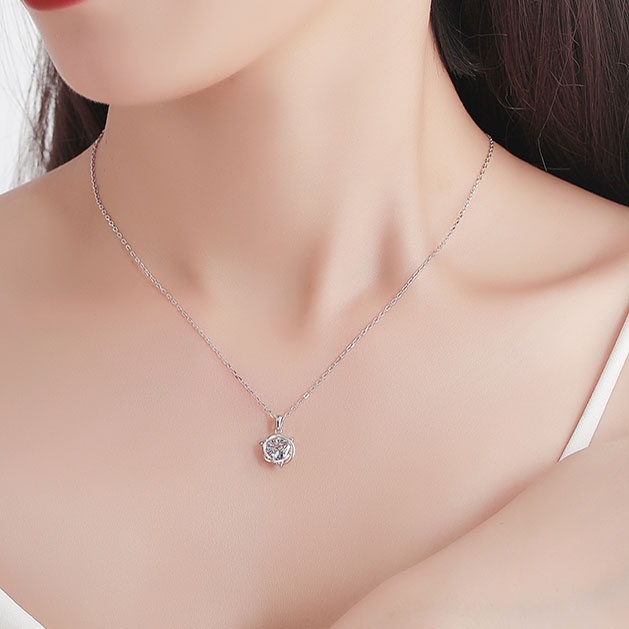 Vòng cổ bạc, dây chuyền bạc nữ đính đá Zircon hình tam giác bắt sáng tinh xảo Galaxy's eyes SELIN JEWELRY