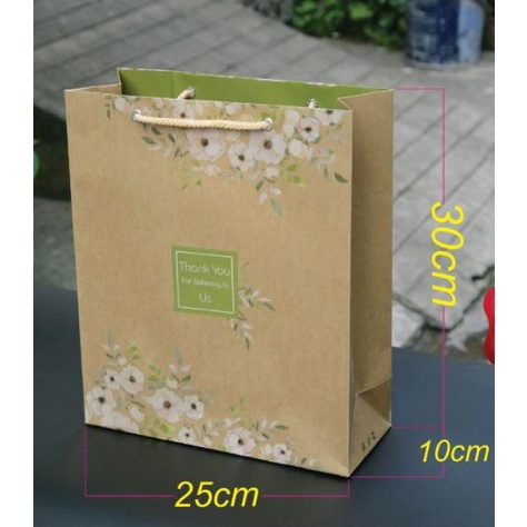 Túi giấy Kraft Nhật Tết đựng quần áo đựng nước hoa đựng quà tặng size 30x25x10 cm (mẫu 1)