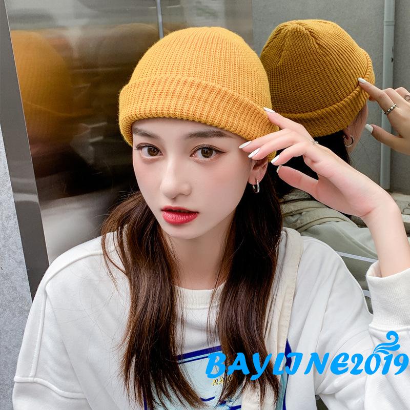 Mũ beanie dệt kim mềm co giãn giữ ấm mùa đông cho nữ
