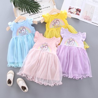 MY LITTLE PONY Đầm Bé Gái Tay Ngắn In Hình Ngựa Pony 2020