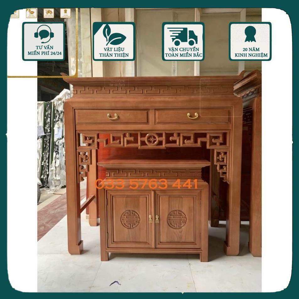 FREE SHIP nội thành Hà Nội - Bàn thờ gỗ sồi - chọn bộ án gian bao gồm bàn trên và bàn cơm