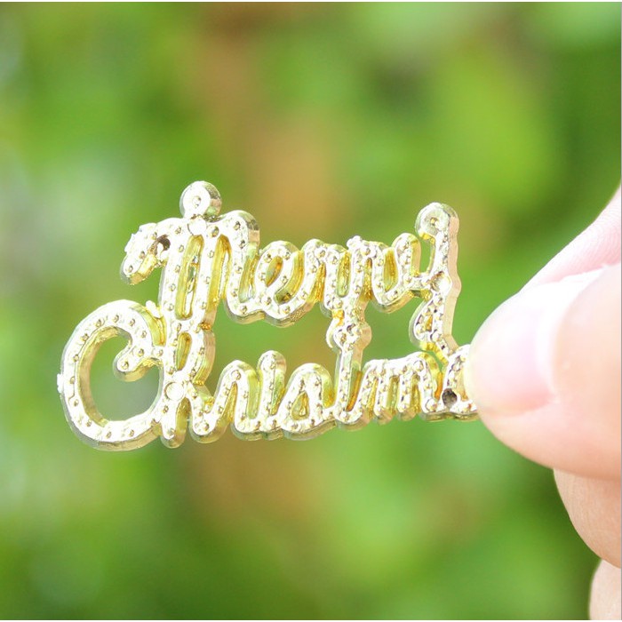 Miếng Merry Christmas dùng tramg trí cây thông Noel, tiểu cảnh giáng sinh