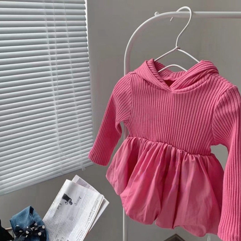 Đầm Tay Dài Có Nón Phong Cách Mùa Thu Đơn Giản Hợp Thời Trang Dễ Phối Đồ Cho Bé Gái