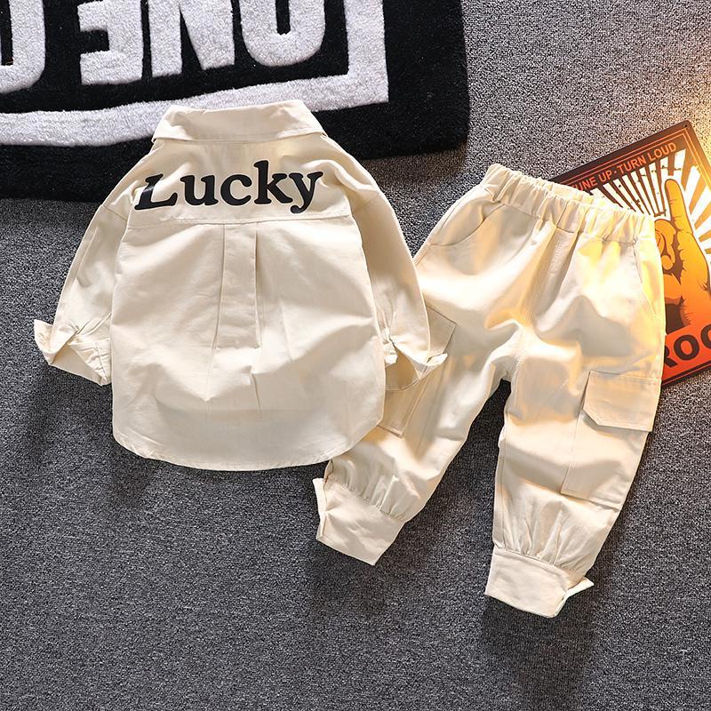 Set Áo Sơ Mi Dài Tay Cổ Bẻ + Áo Khoác Dài Tay Cổ Bẻ Form Dài Rộng Thời Trang Hàn Cho Bé Trai