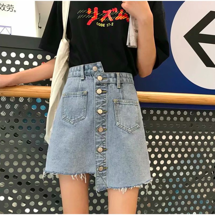 [BIGISZE GIÁ RẺ 50-120kg S-5XL] Chân váy chữ A jean nữ bigsize dáng ngắn phối nút dành cho các bạn dáng người mập béo