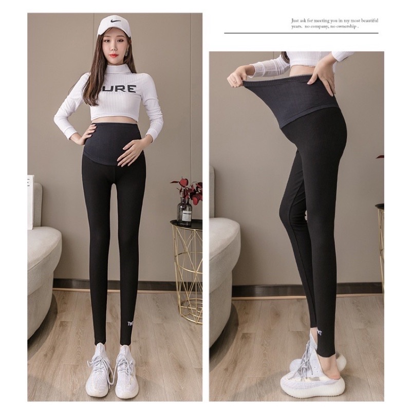 Quần bầu dài chất thun gân co giãn, thiết kế đỡ bụng và chun chỉnh